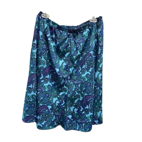 Breli Originals Skirt Pull On Blue Green Paisley Size 14 VINTAGE MADE IN USA - Picture 4 of 4